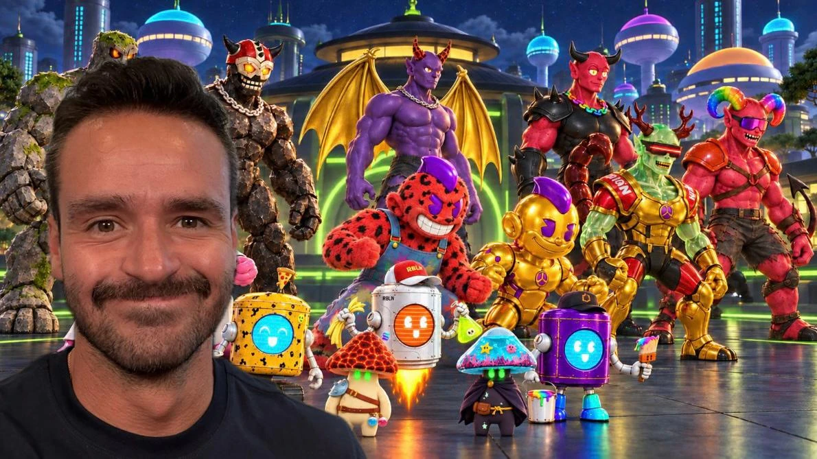 Alejandro Salomón junto a los personajes de MIGORY en The Arena