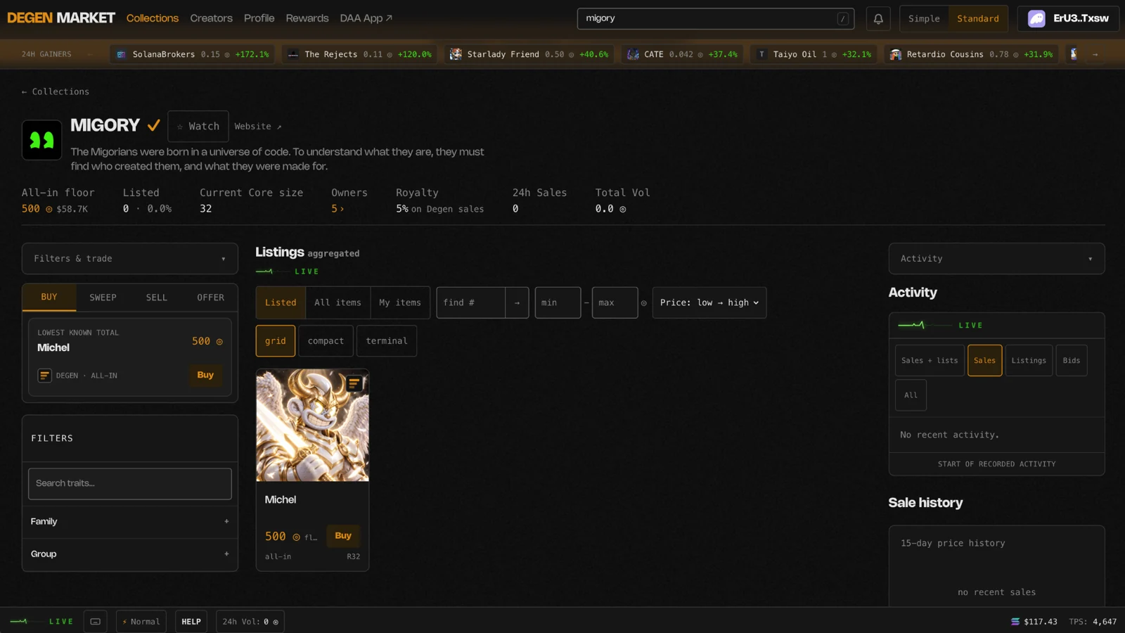 The MIGORY collection on Degen Market