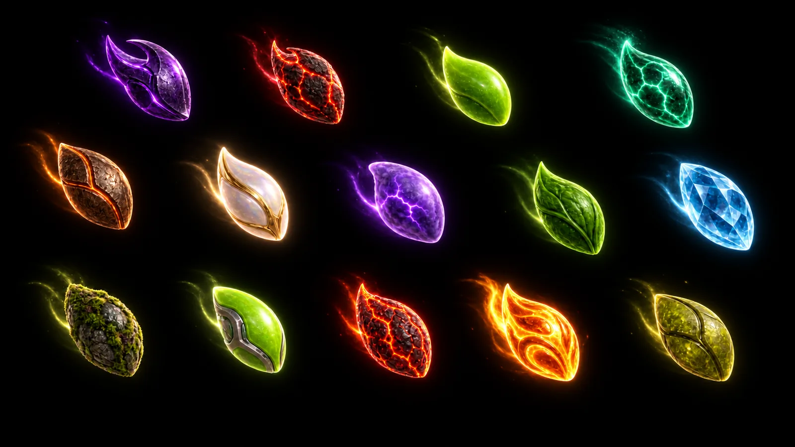 Fourteen glowing capsules drift through the darkness.